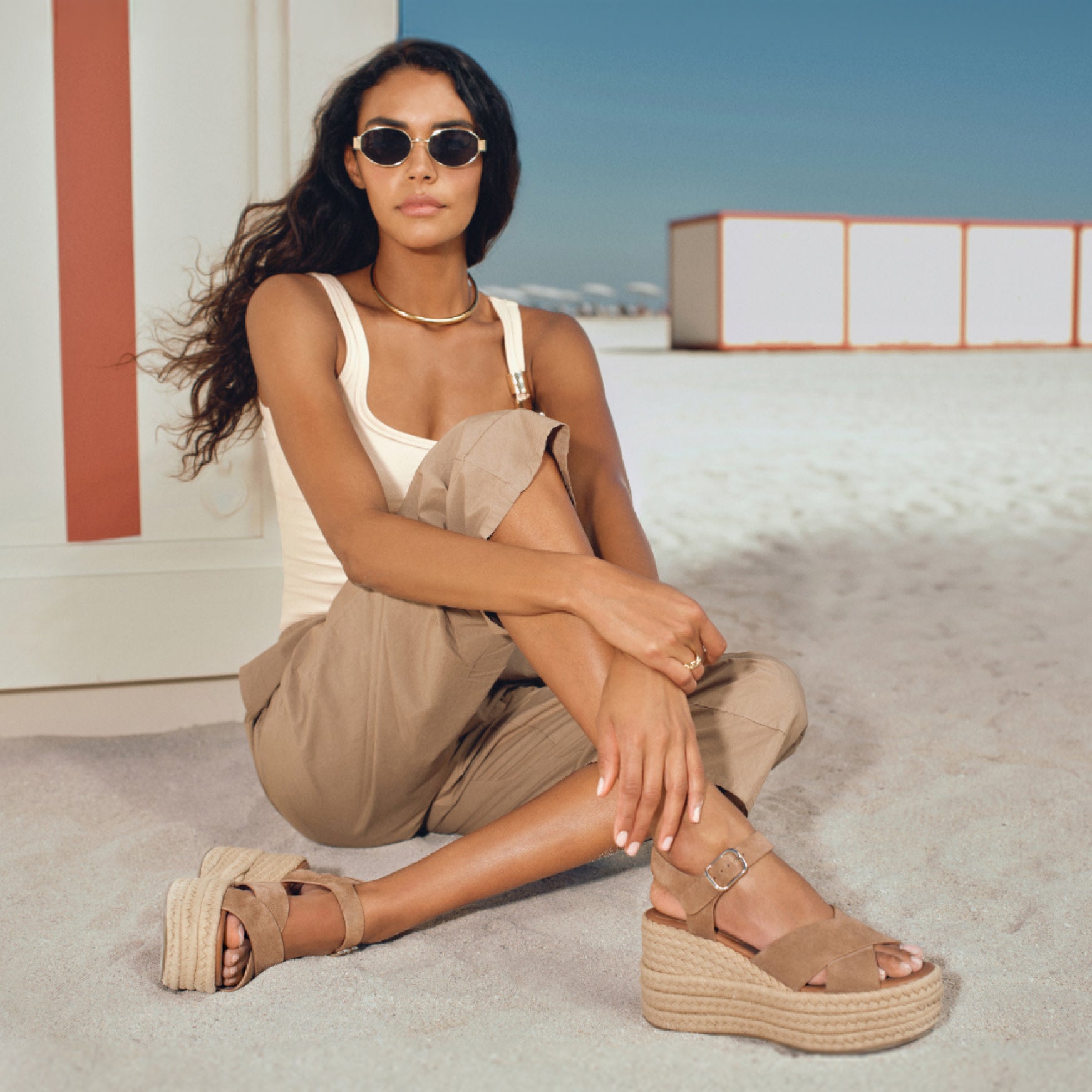 Pasion Espadrille Wedge Sandal - Chic Cream Leather / Marc Fisher On Sale