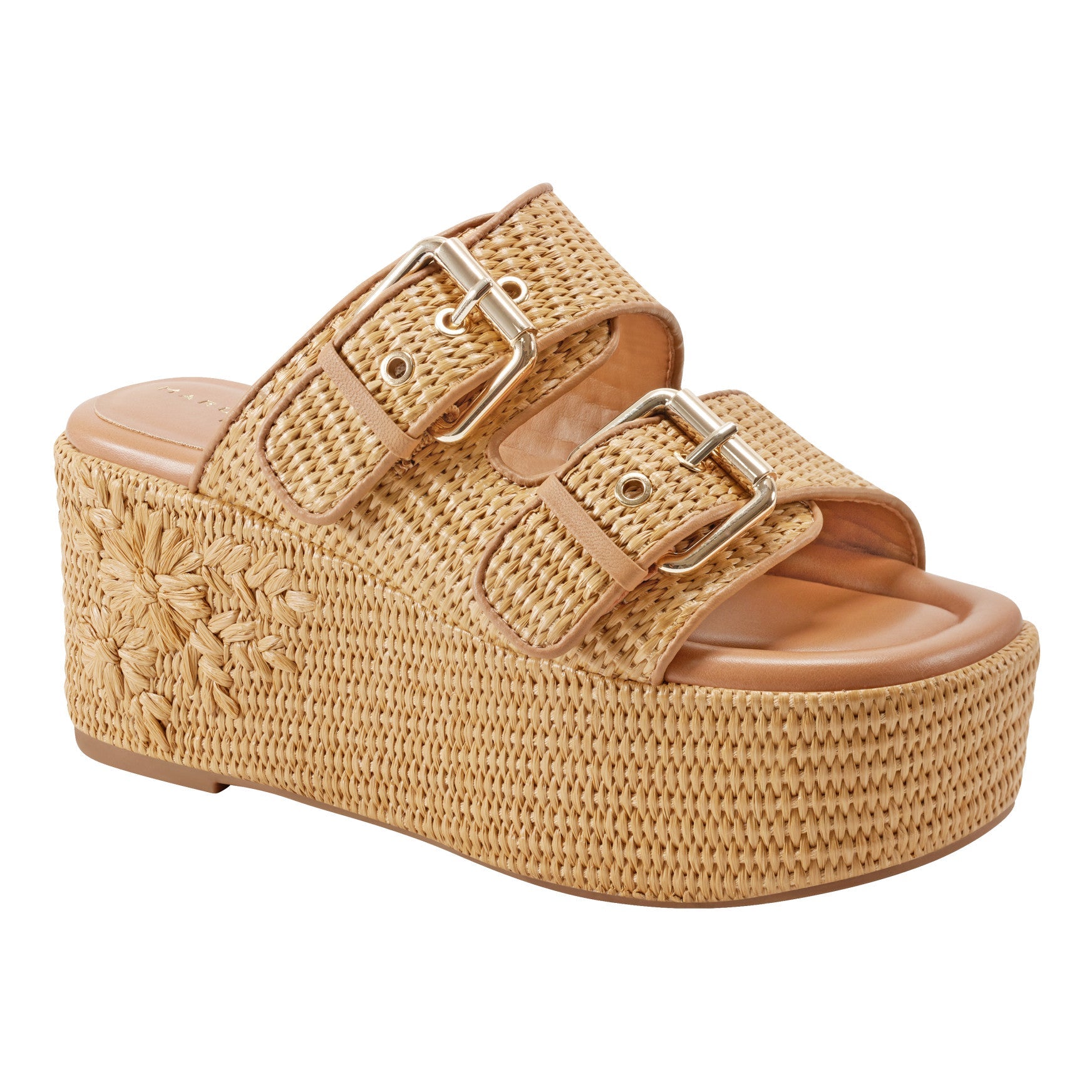 Poppy Platform Slide Sandal - Natural Raffia / Marc Fisher Outlet