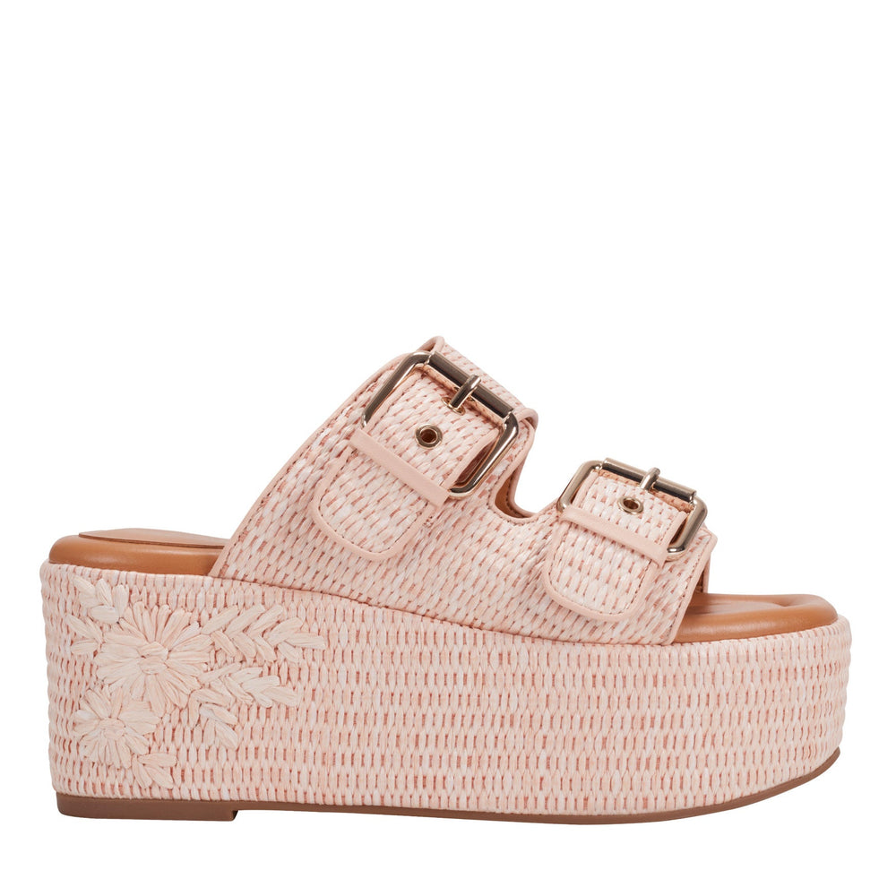 Poppy Platform Slide Sandal - Light Pink Raffia / Marc Fisher US
