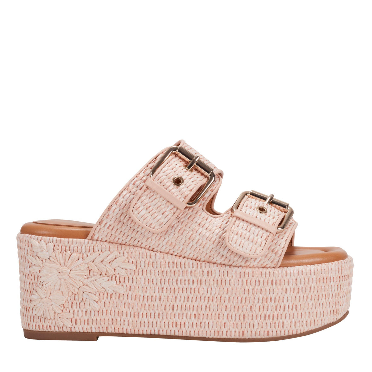 Poppy Platform Slide Sandal - Light Pink Raffia / Marc Fisher US