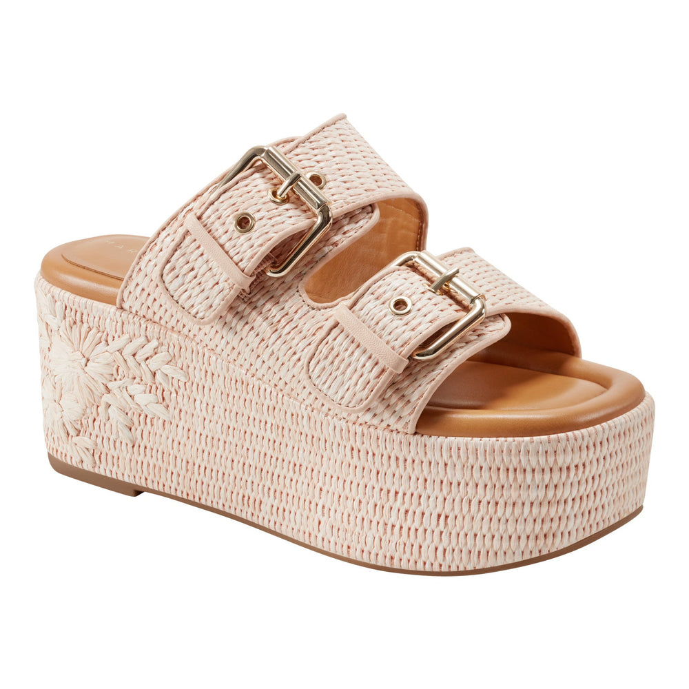 Poppy Platform Slide Sandal - Light Pink Raffia / Marc Fisher US