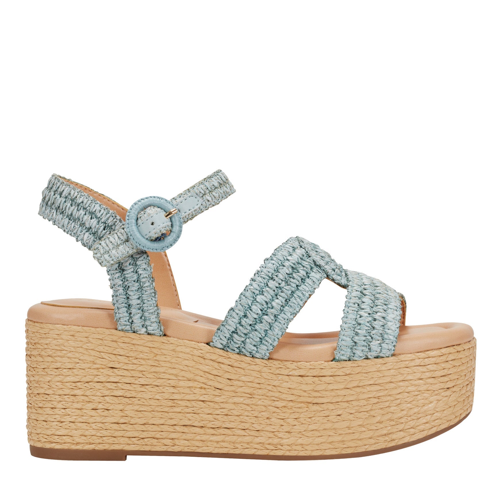 Payley Platform Wedge Sandal - Light Blue Raffia / Marc Fisher On Sale