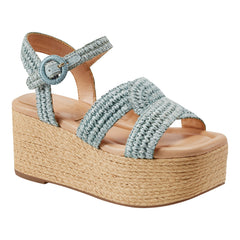 Payley Platform Wedge Sandal - Light Blue Raffia / Marc Fisher On Sale