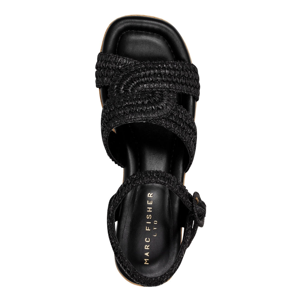 Payley Platform Wedge Sandal - Black Raffia / Marc Fisher Discount