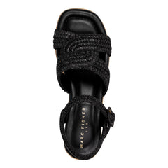 Payley Platform Wedge Sandal - Black Raffia / Marc Fisher Discount