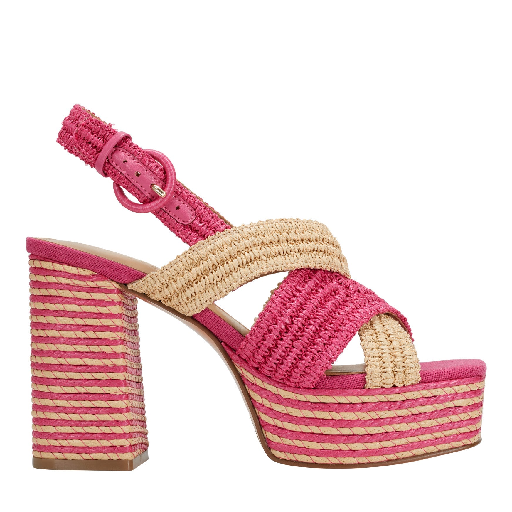 Caddy Platform Sandal - Natural/Pink Raffia / Marc Fisher Sale