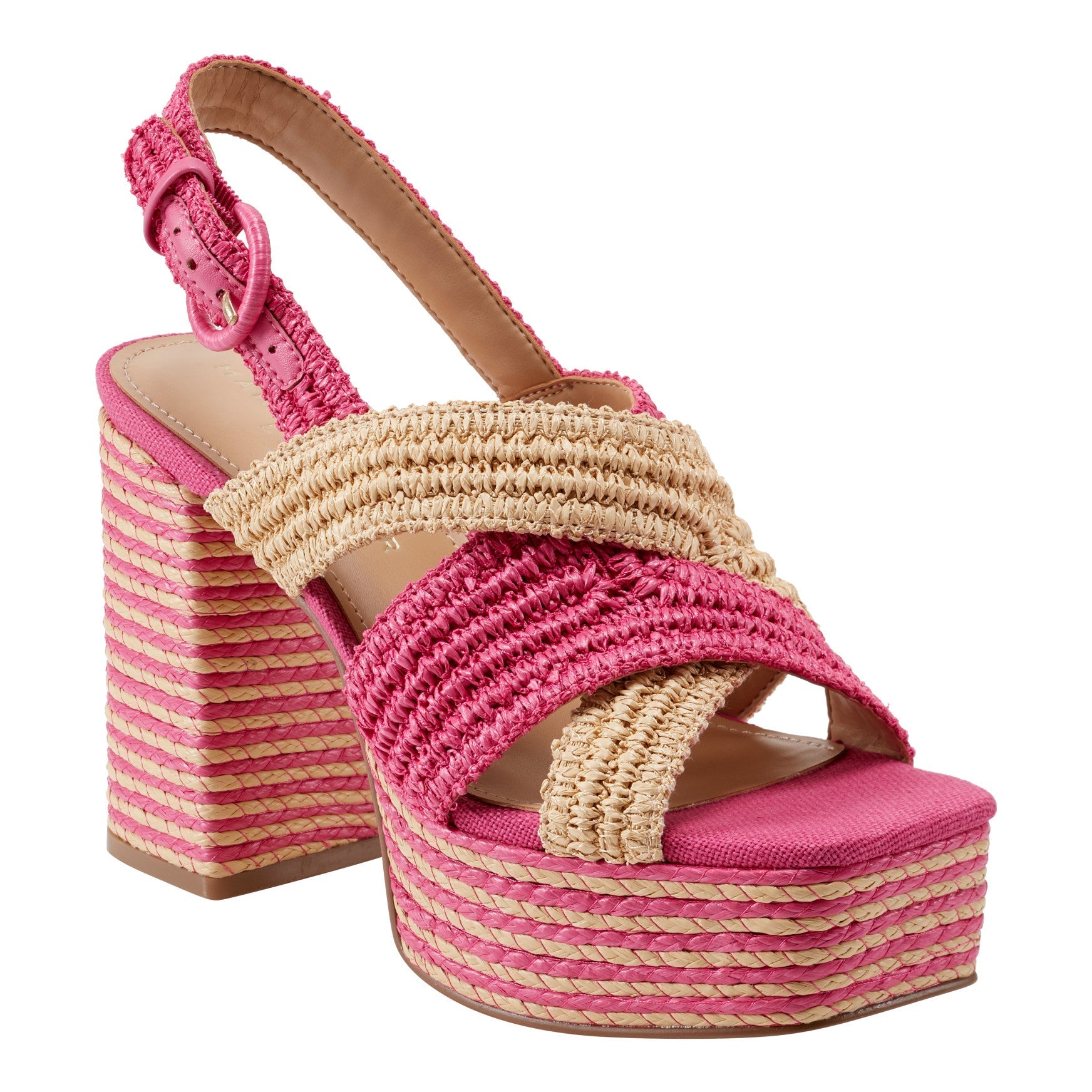 Caddy Platform Sandal - Natural/Pink Raffia / Marc Fisher Sale