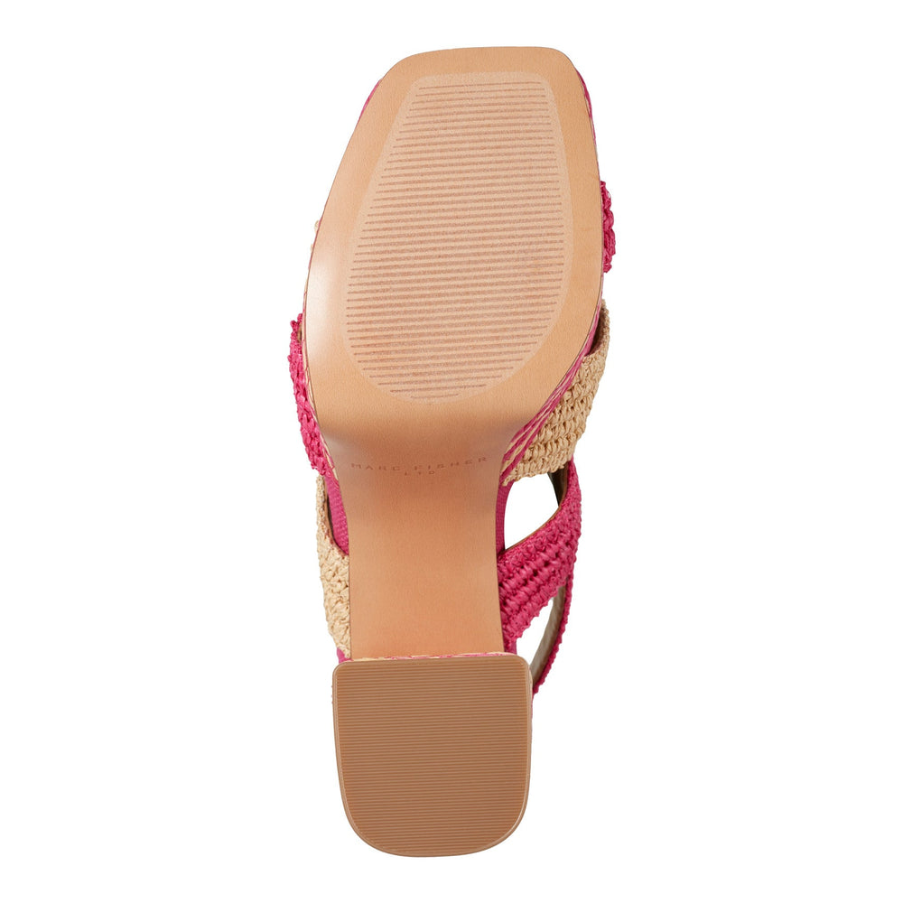 Caddy Platform Sandal - Natural/Pink Raffia / Marc Fisher Sale