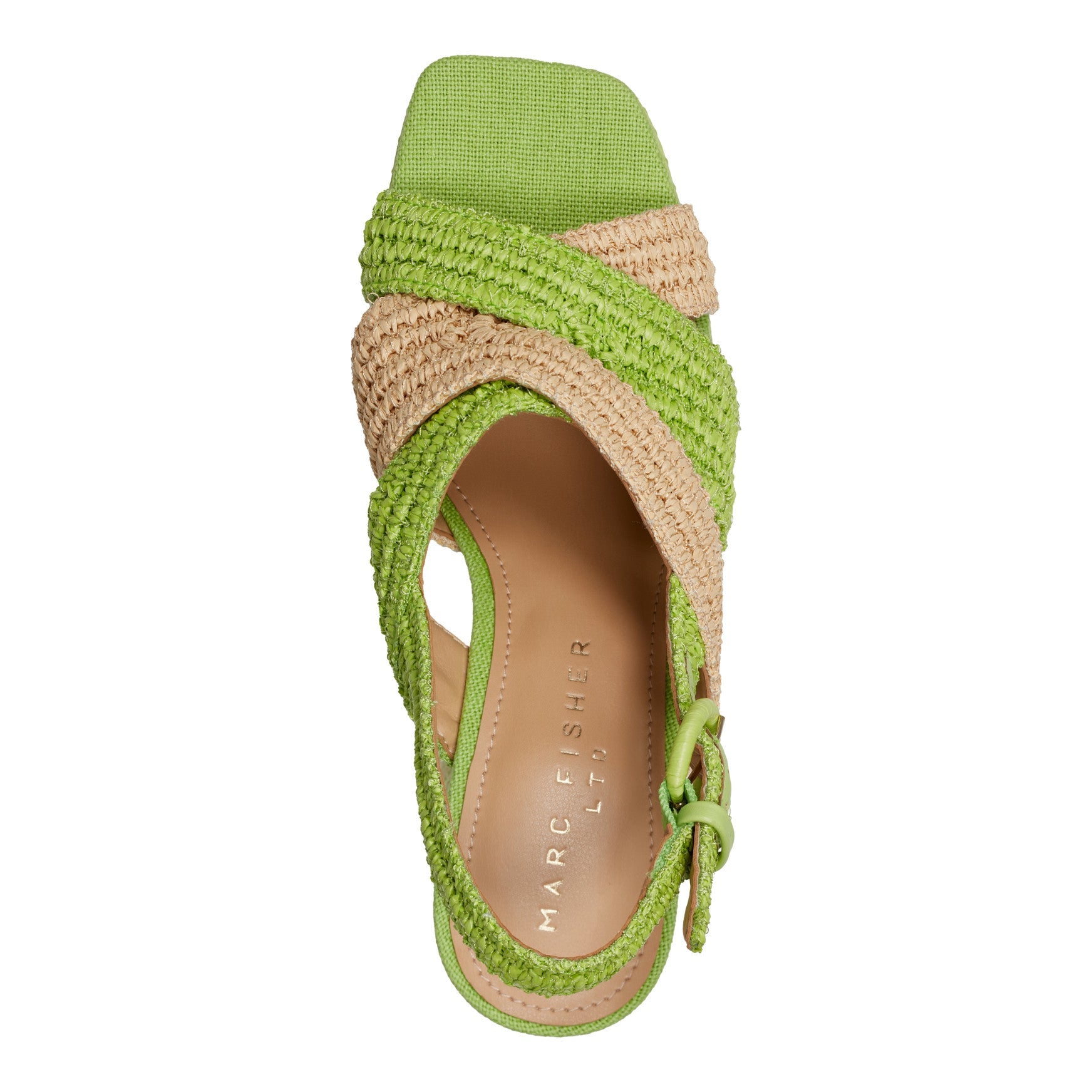 Caddy Platform Sandal - Natural/Green Raffia / Marc Fisher Outlet
