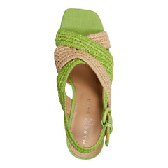 Caddy Platform Sandal - Natural/Green Raffia / Marc Fisher Outlet