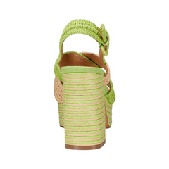 Caddy Platform Sandal - Natural/Green Raffia / Marc Fisher Outlet