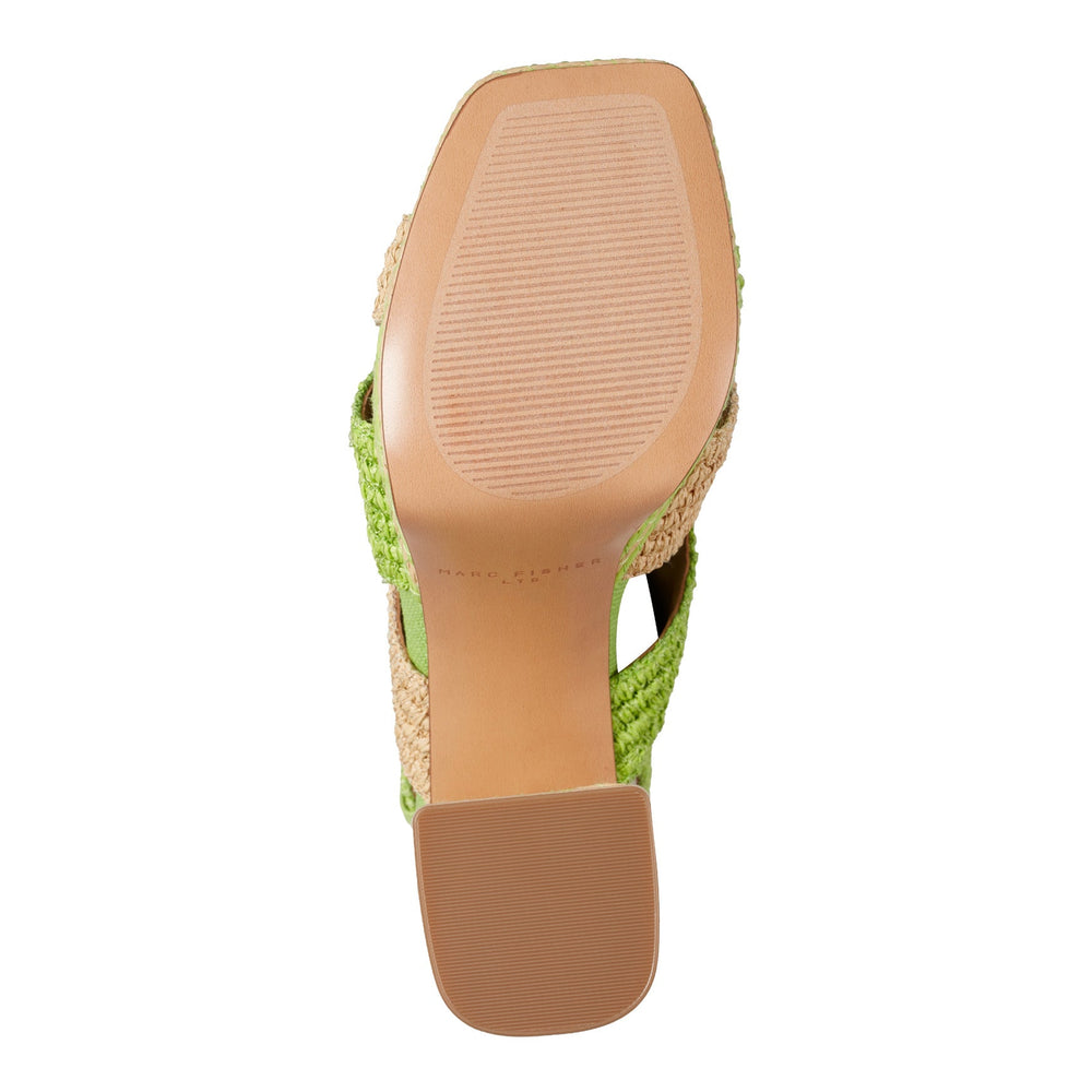 Caddy Platform Sandal - Natural/Green Raffia / Marc Fisher Outlet