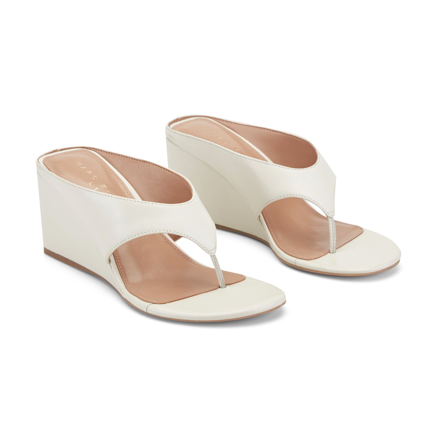 Udena Wedge Thong Sandal - White Leather / Marc Fisher On Sale