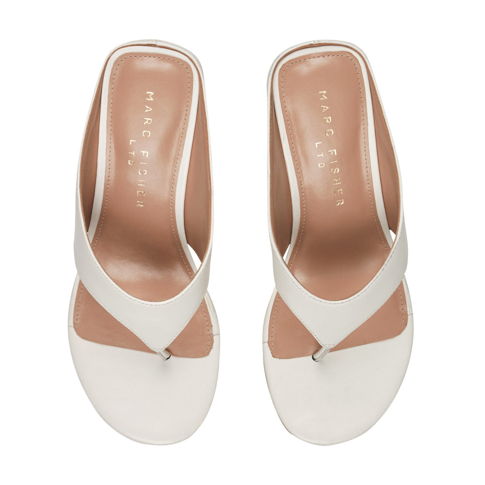 Udena Wedge Thong Sandal - White Leather / Marc Fisher On Sale