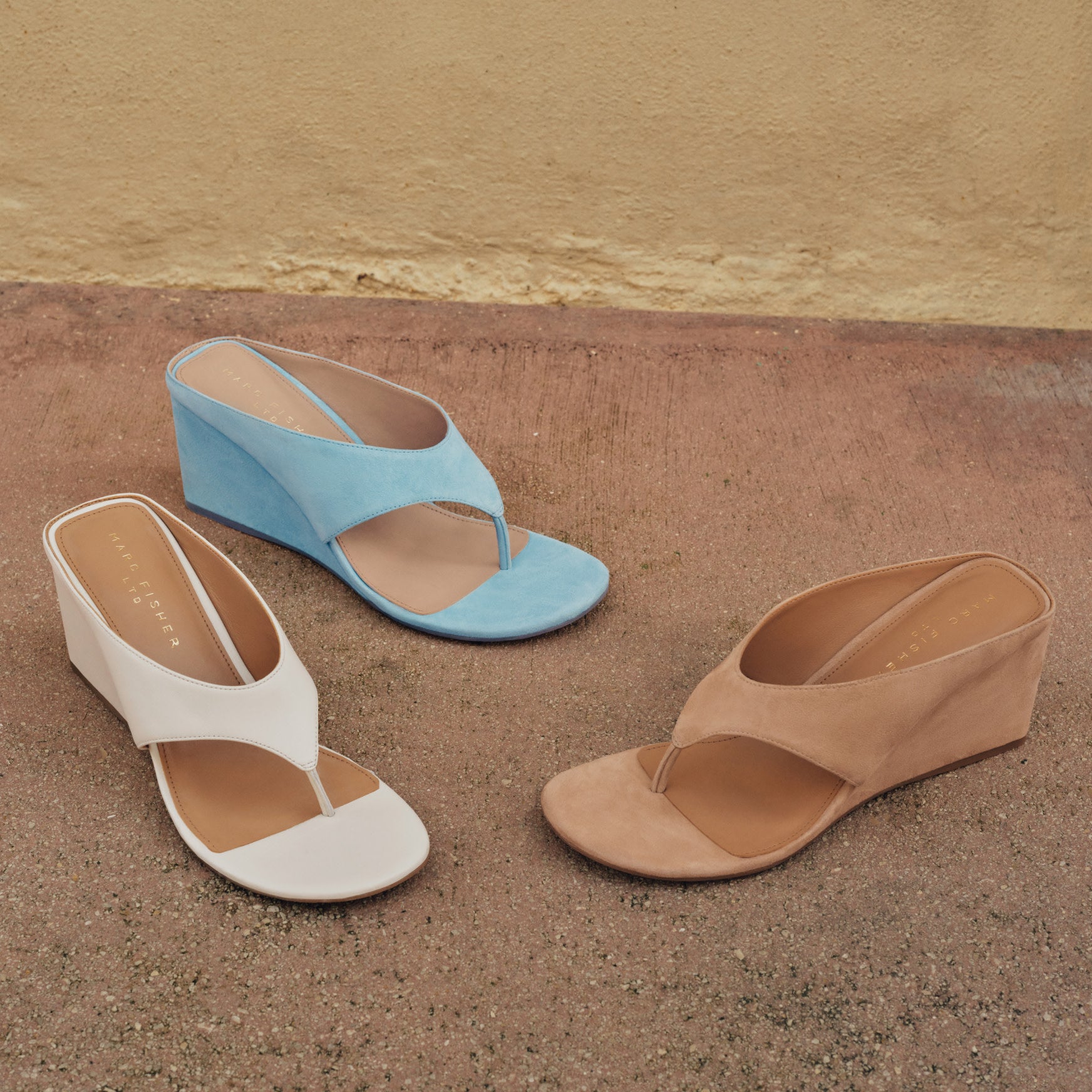 Udena Wedge Thong Sandal - White Leather / Marc Fisher On Sale