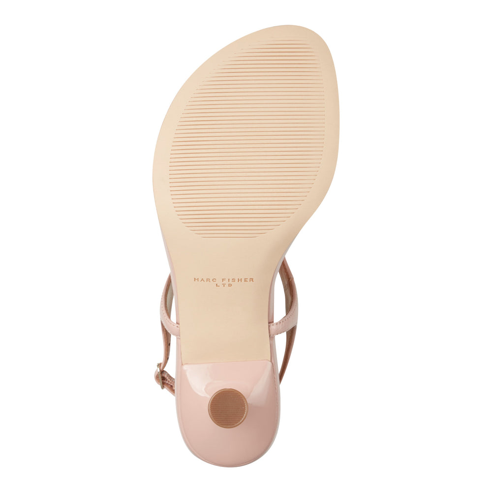 Pelysa Leather Heeled Thong Sandal - Natural Patent Leather / Marc Fisher Discount