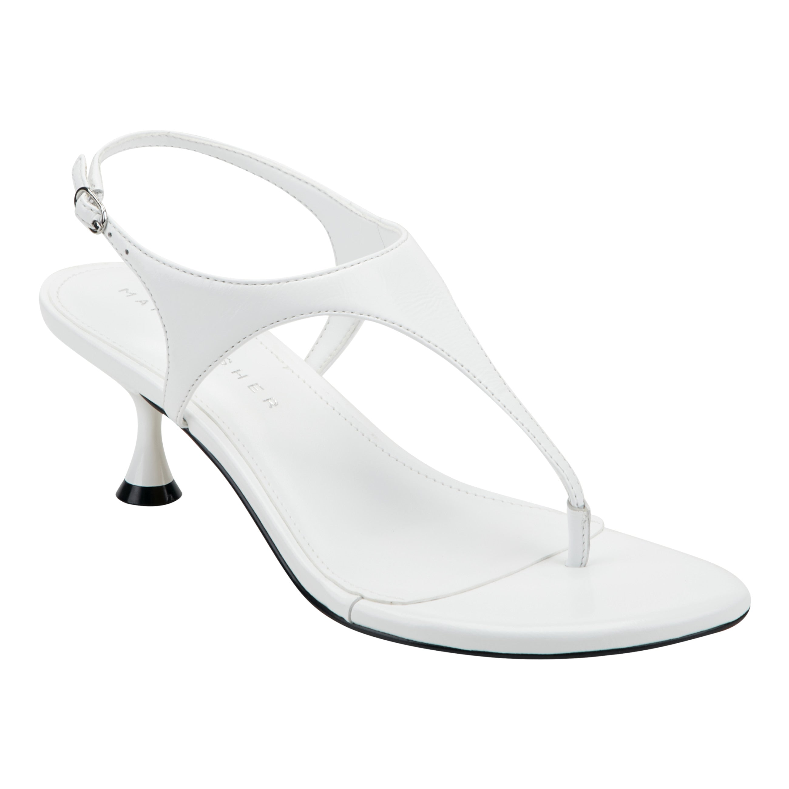 Pelysa Leather Heeled Thong Sandal - White Patent Leather / Marc Fisher Outlet