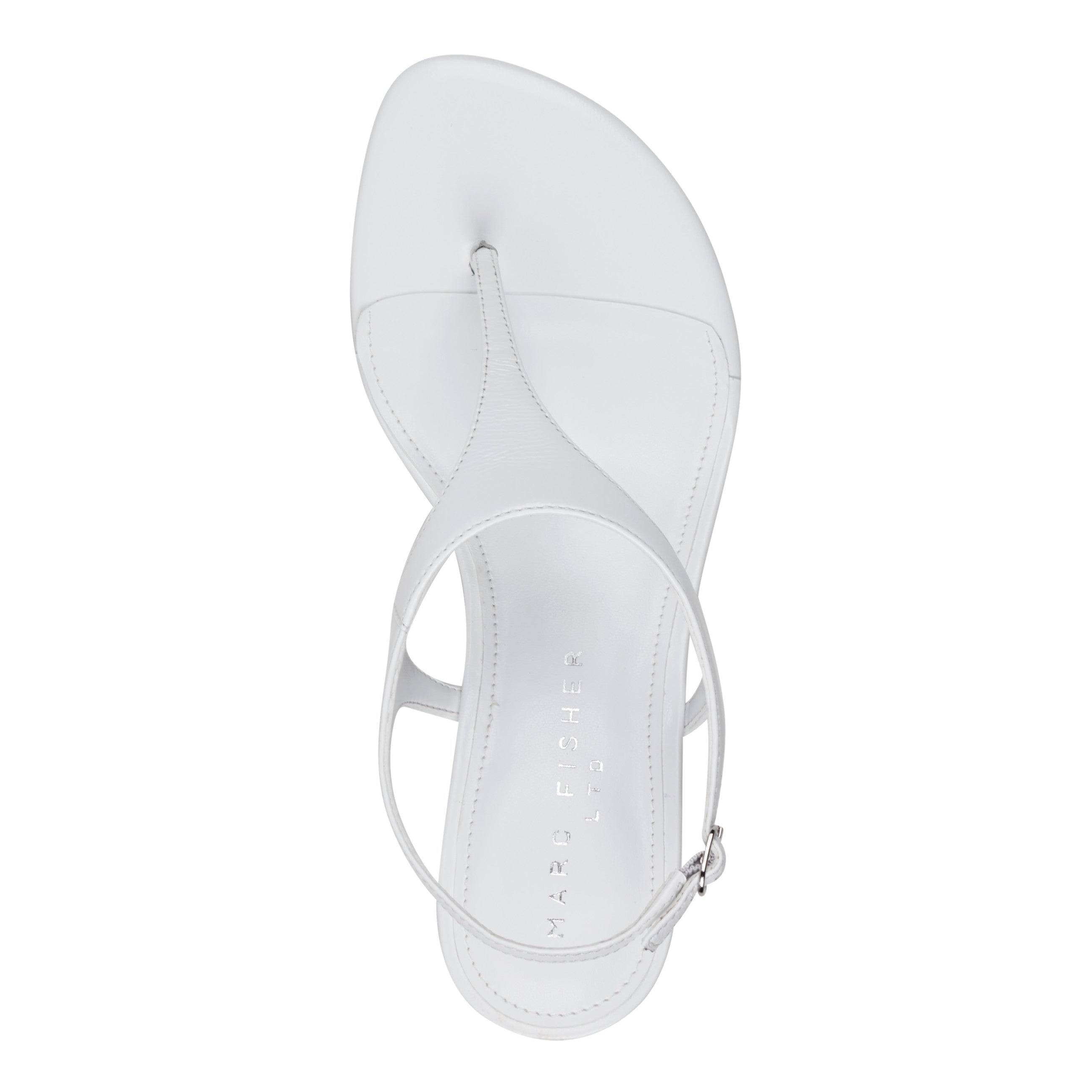 Pelysa Leather Heeled Thong Sandal - White Patent Leather / Marc Fisher Outlet