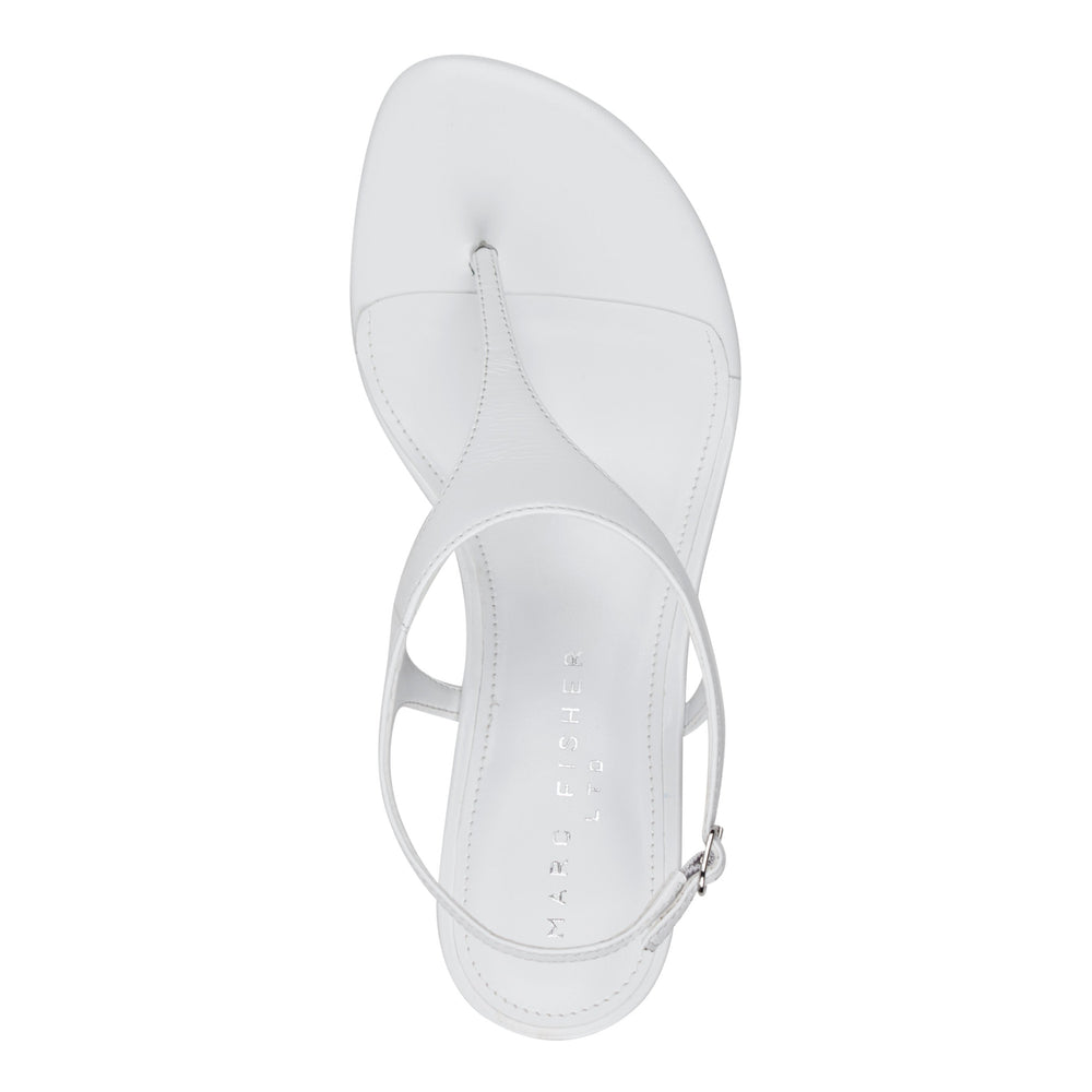 Pelysa Leather Heeled Thong Sandal - White Patent Leather / Marc Fisher Outlet