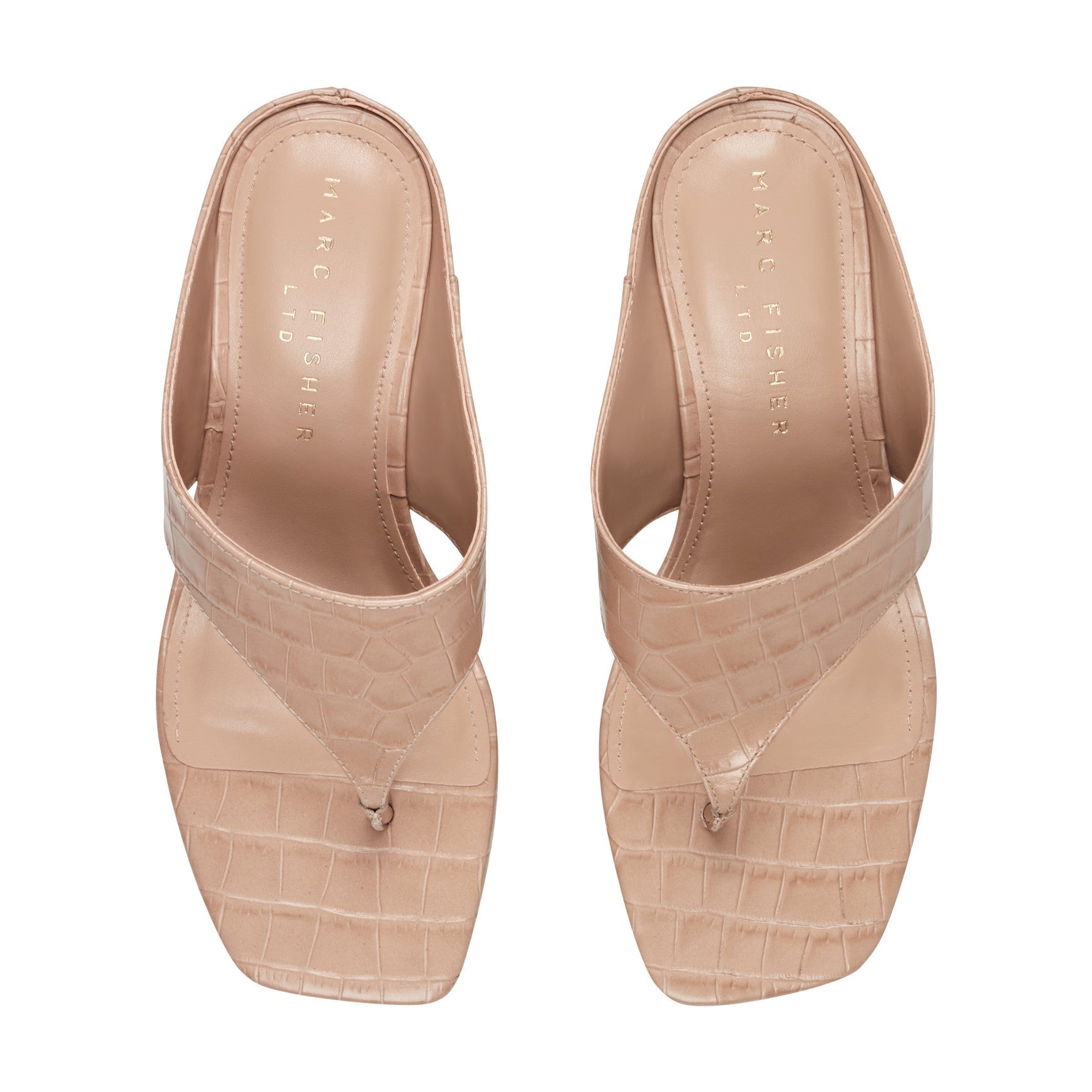 Adia Leather Thong Sandal - Embossed Natural Leather Croco / Marc Fisher US