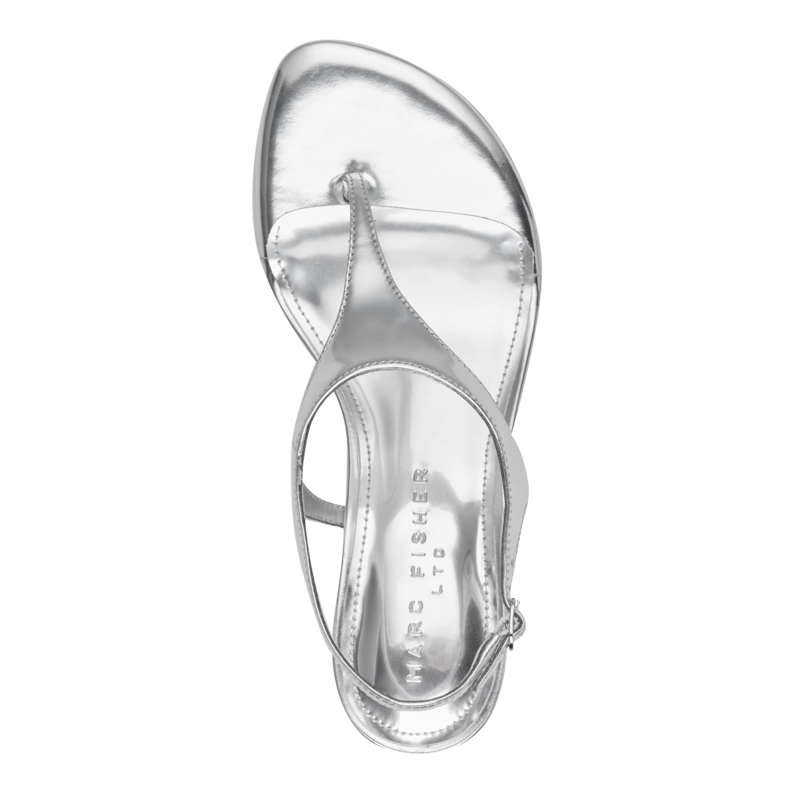 Pelysa Leather Heeled Thong Sandal - Silver Leather / Marc Fisher Discount