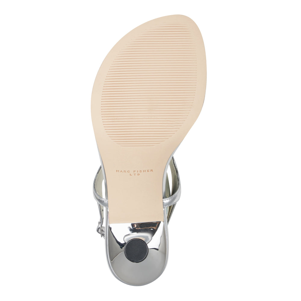 Pelysa Leather Heeled Thong Sandal - Silver Leather / Marc Fisher Discount