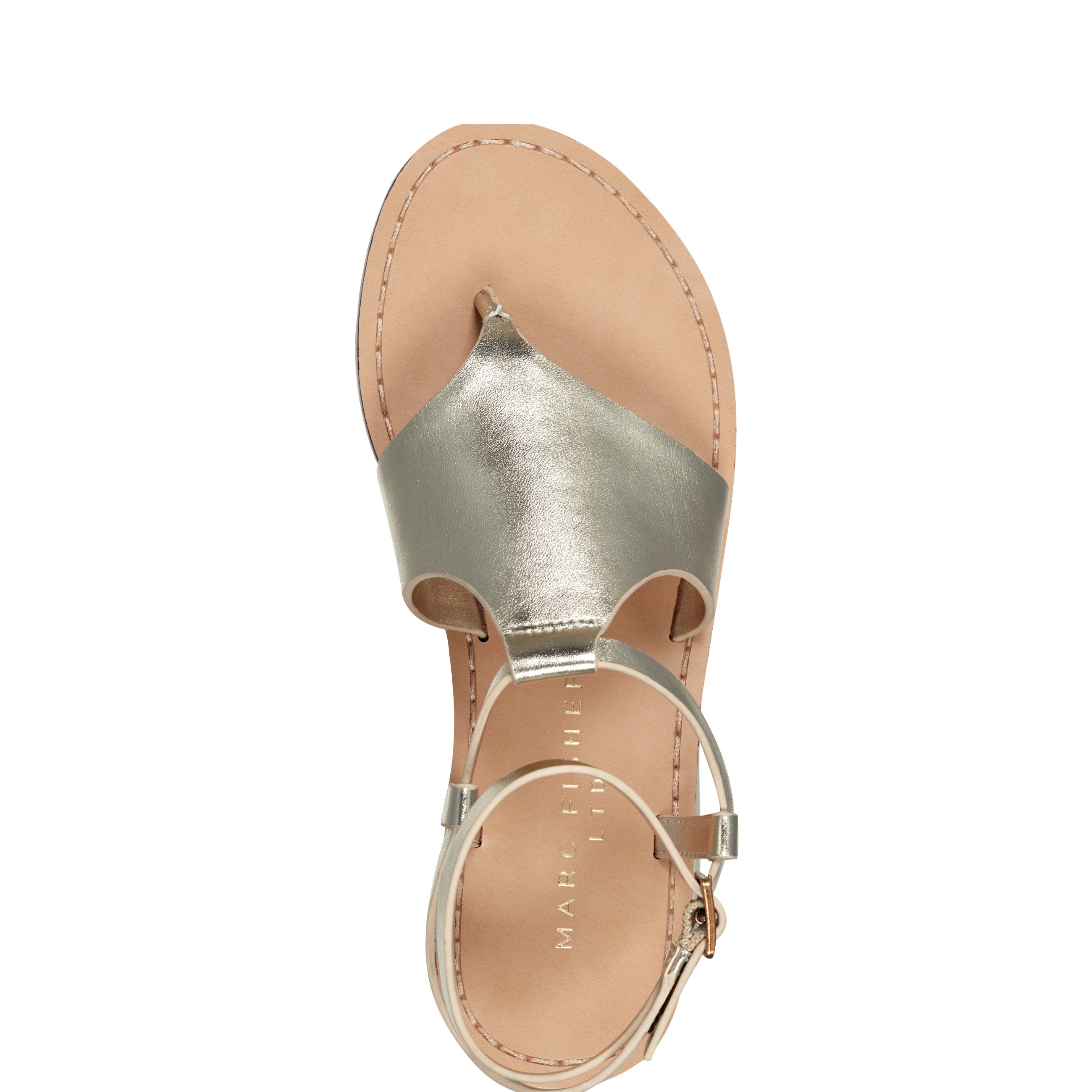Lille Thong Flat Leather Sandal - Platino Leather / Marc Fisher For Sale