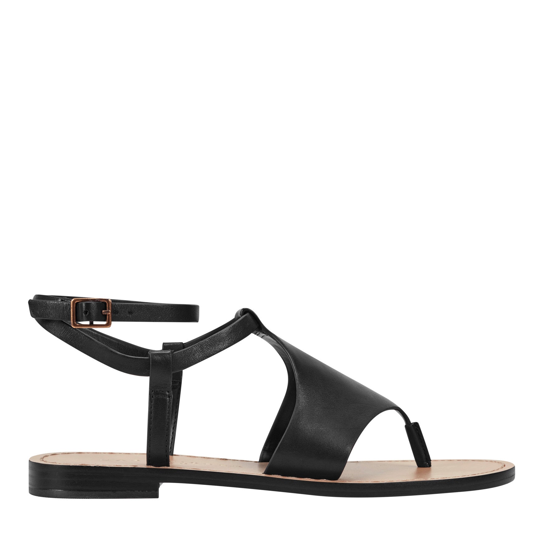 Lille Thong Flat Leather Sandal - Black Leather / Marc Fisher Outlet