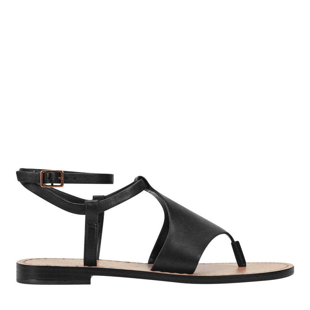 Lille Thong Flat Leather Sandal - Black Leather / Marc Fisher Outlet