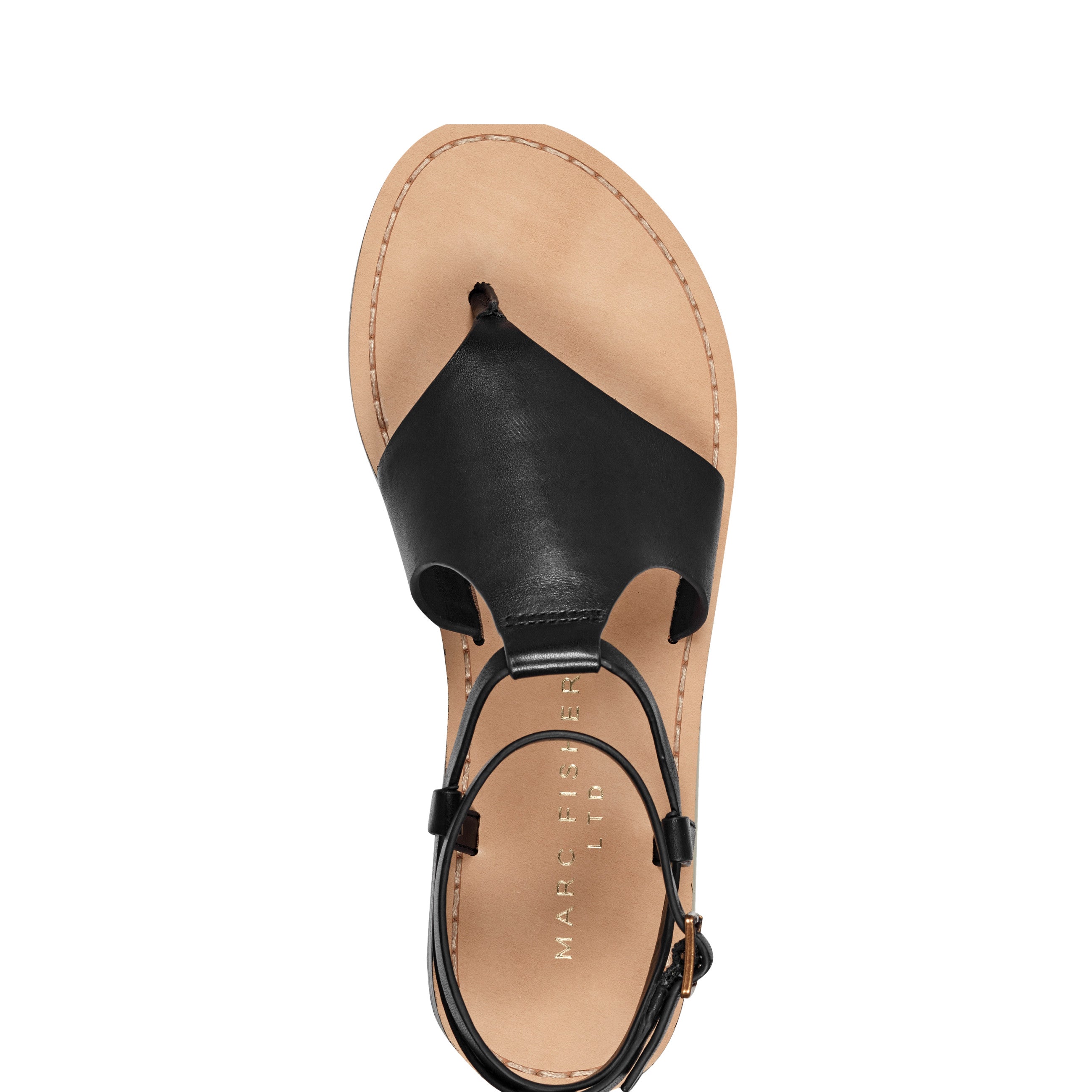 Lille Thong Flat Leather Sandal - Black Leather / Marc Fisher Outlet
