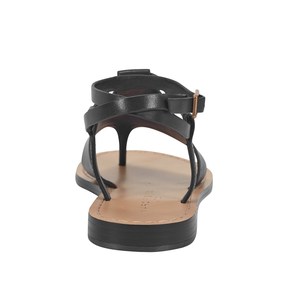 Lille Thong Flat Leather Sandal - Black Leather / Marc Fisher Outlet