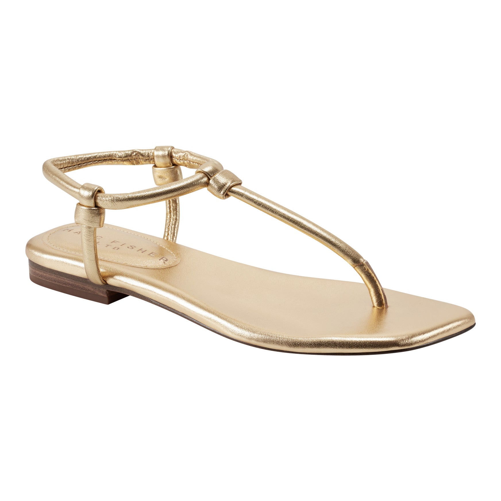 Maycee Thong Flat Leather Sandal - Gold Leather / Marc Fisher US