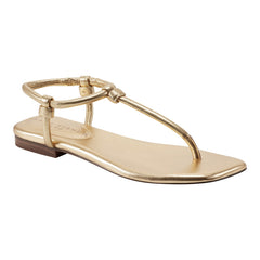 Maycee Thong Flat Leather Sandal - Gold Leather / Marc Fisher US