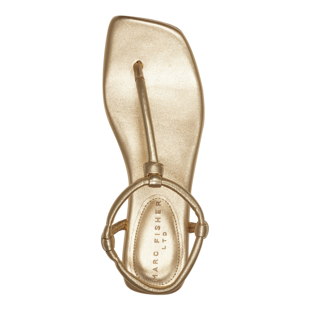 Maycee Thong Flat Leather Sandal - Gold Leather / Marc Fisher US