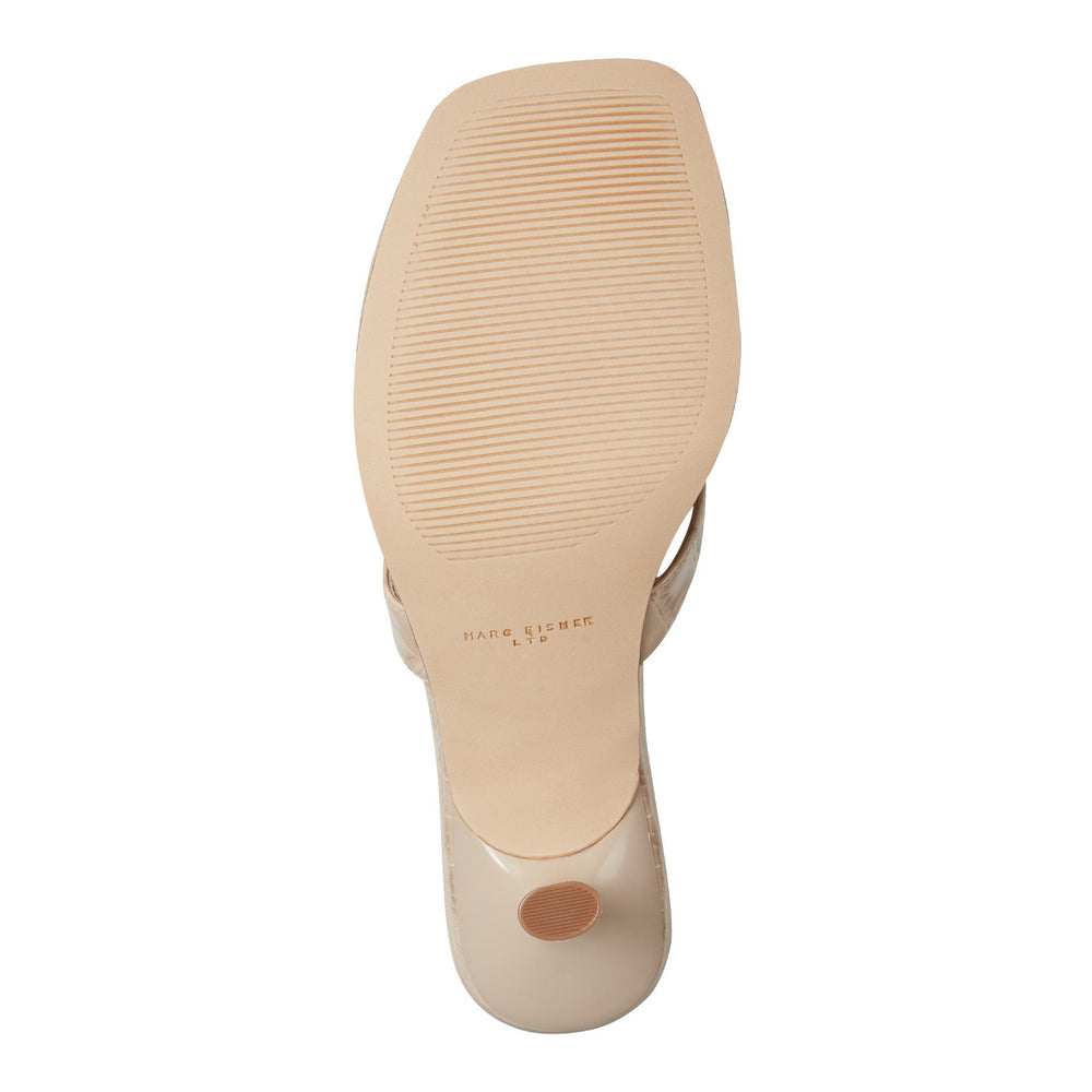 Amelea Leather Thong Sandal - Embossed Natural Croco Leather / Marc Fisher On Sale