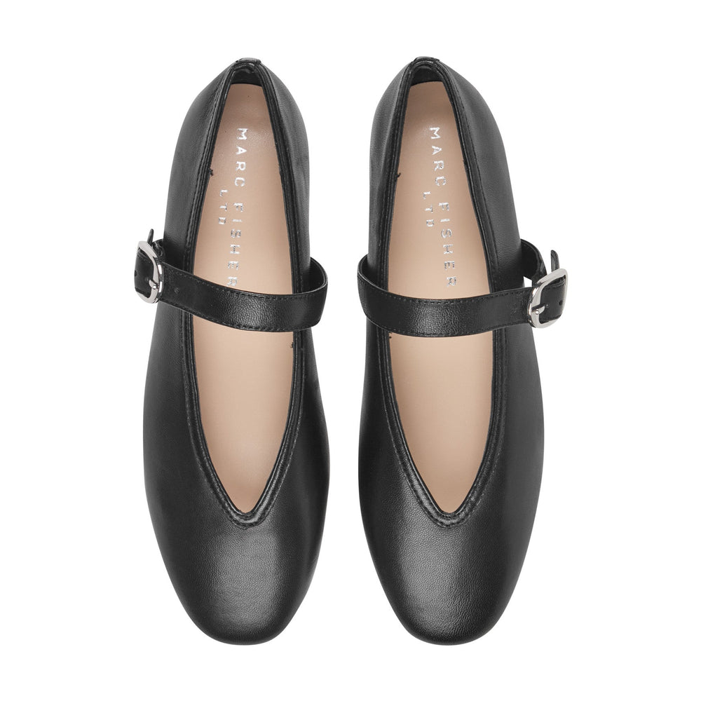Godea Mary Jane Ballet Flat - Black Leather / Marc Fisher For Sale
