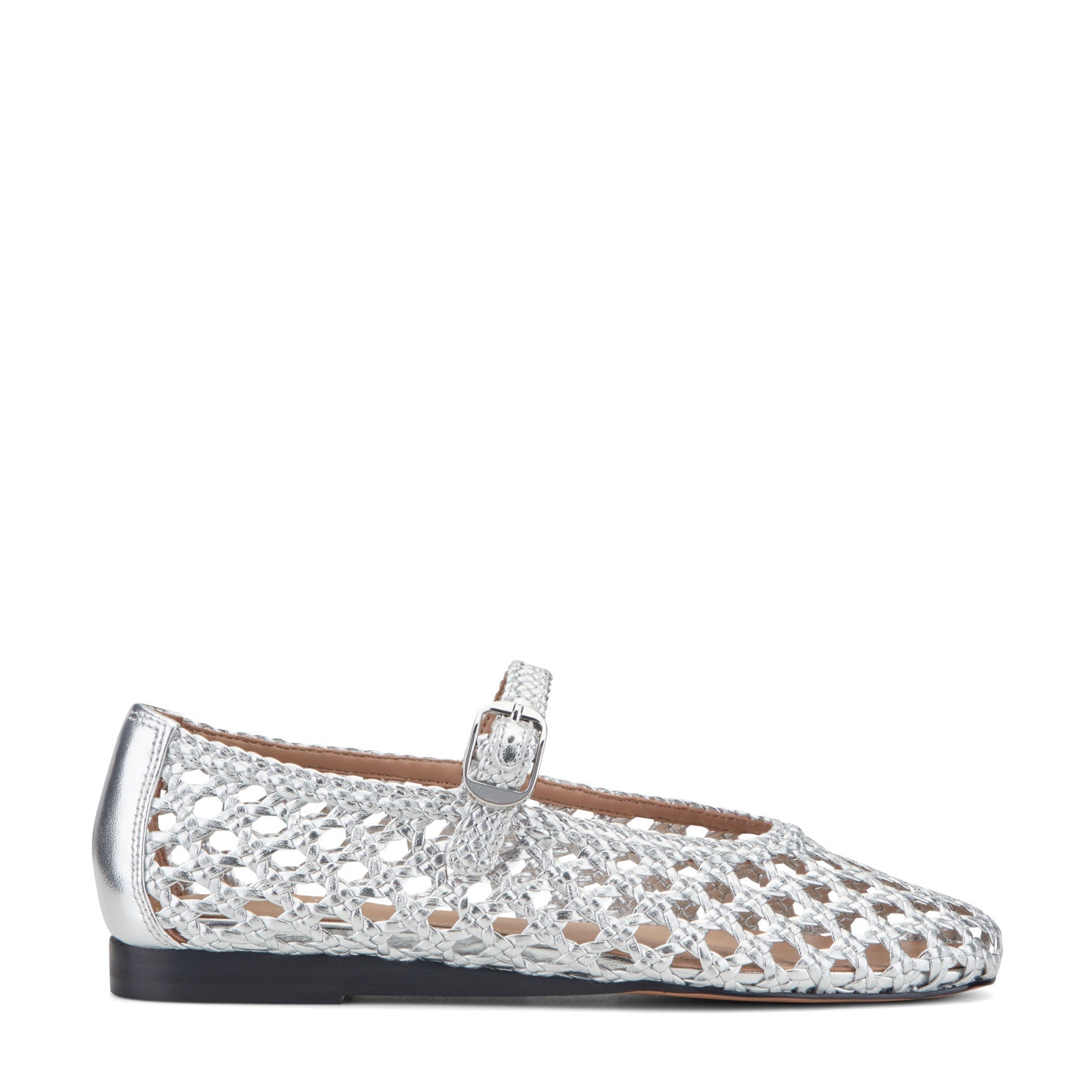 Evonna Woven Leather Mary Jane Ballet Flat - Silver Leather / Marc Fisher Sale