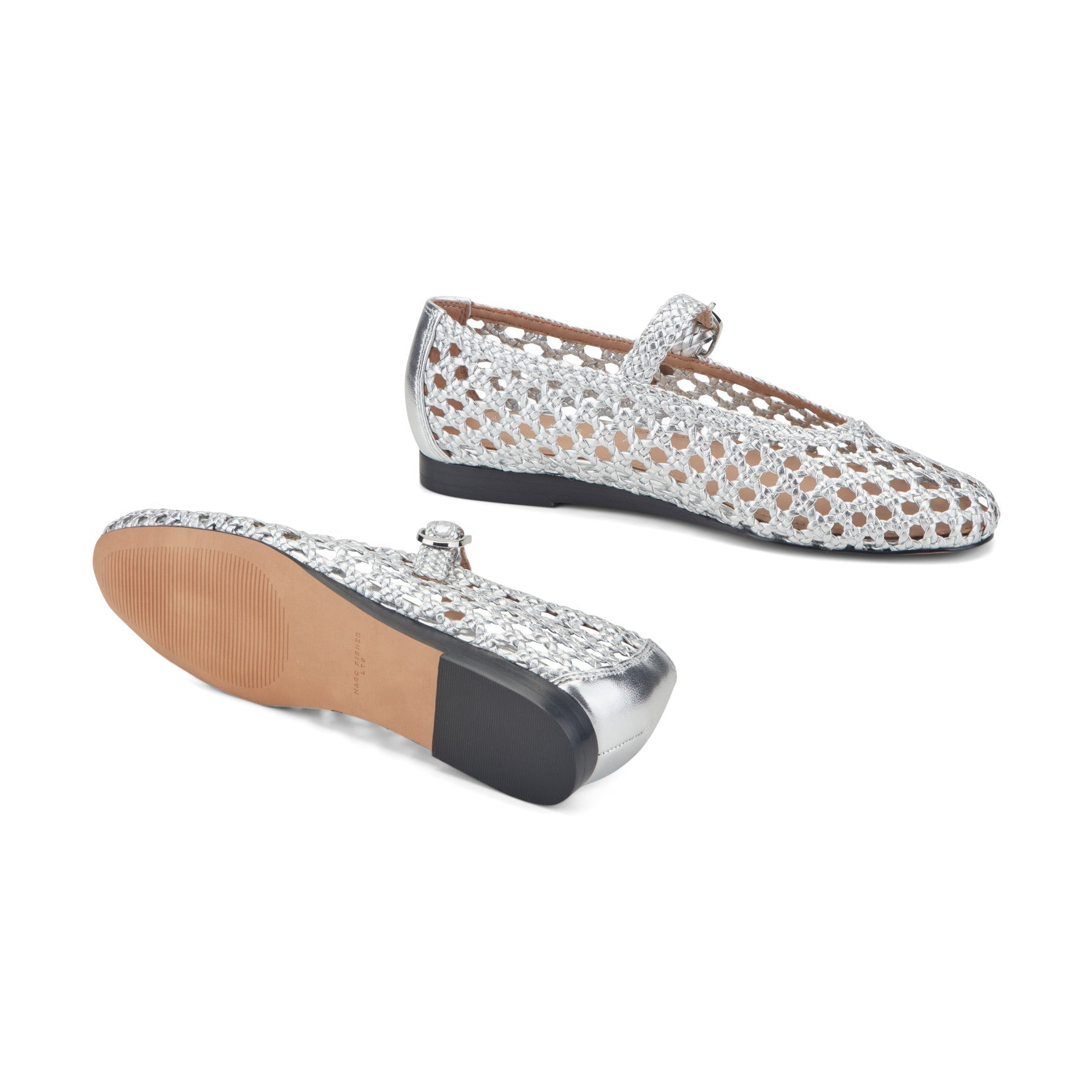 Evonna Woven Leather Mary Jane Ballet Flat - Silver Leather / Marc Fisher Sale