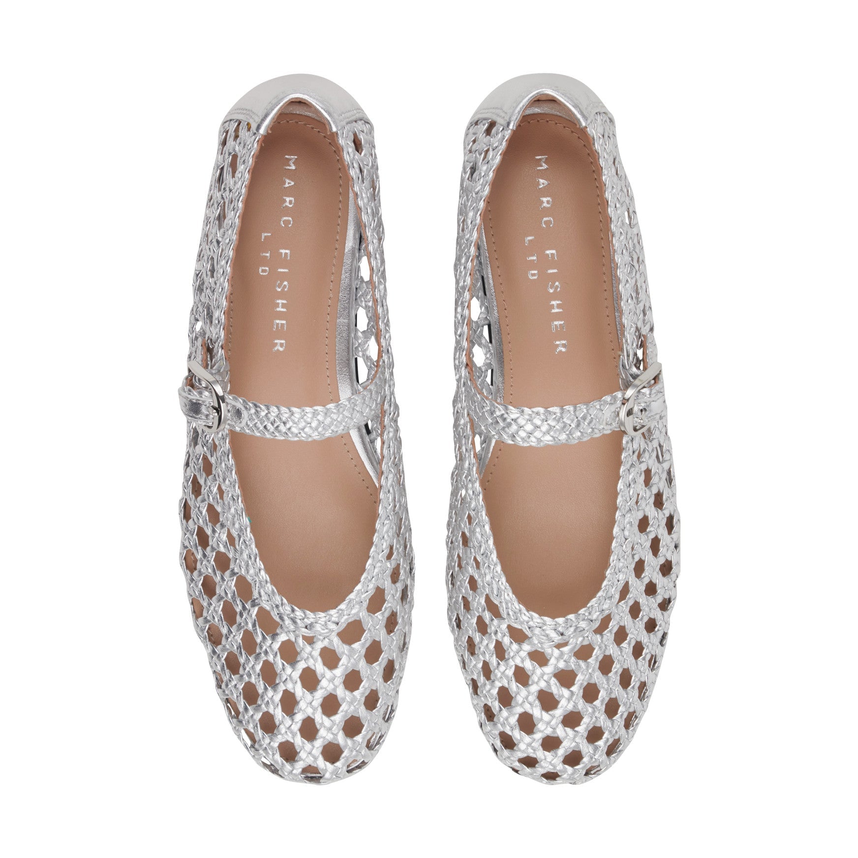 Evonna Woven Leather Mary Jane Ballet Flat - Silver Leather / Marc Fisher Sale
