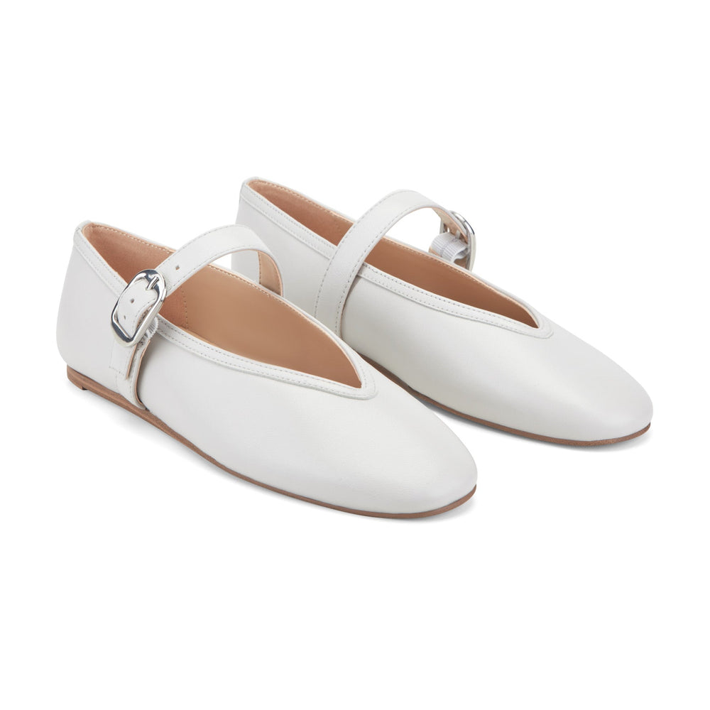 Godea Mary Jane Ballet Flat - White Leather / Marc Fisher On Sale
