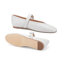 Godea Mary Jane Ballet Flat - White Leather / Marc Fisher On Sale