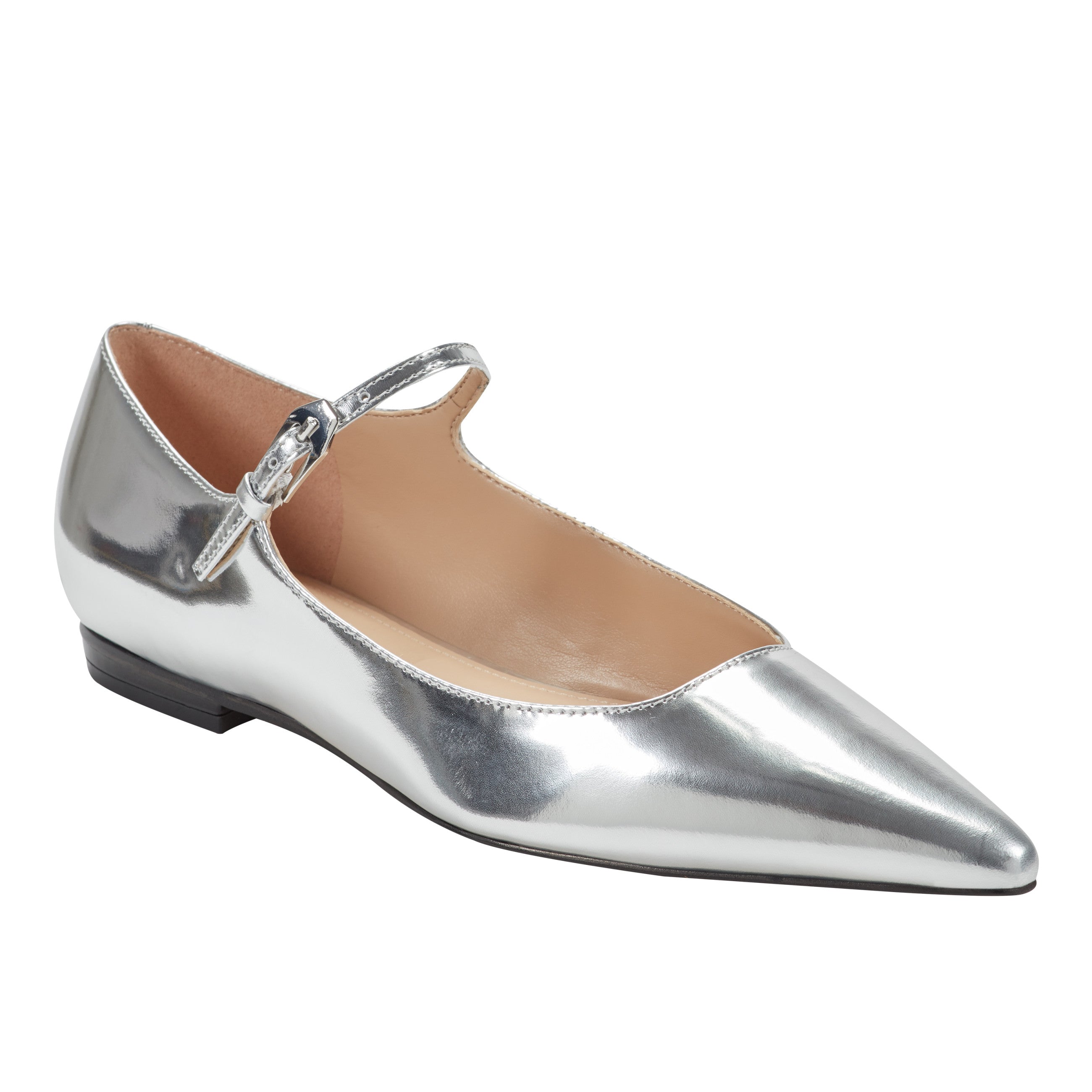 Trella Leather Mary Jane Flat - Silver Metallic / Marc Fisher Online