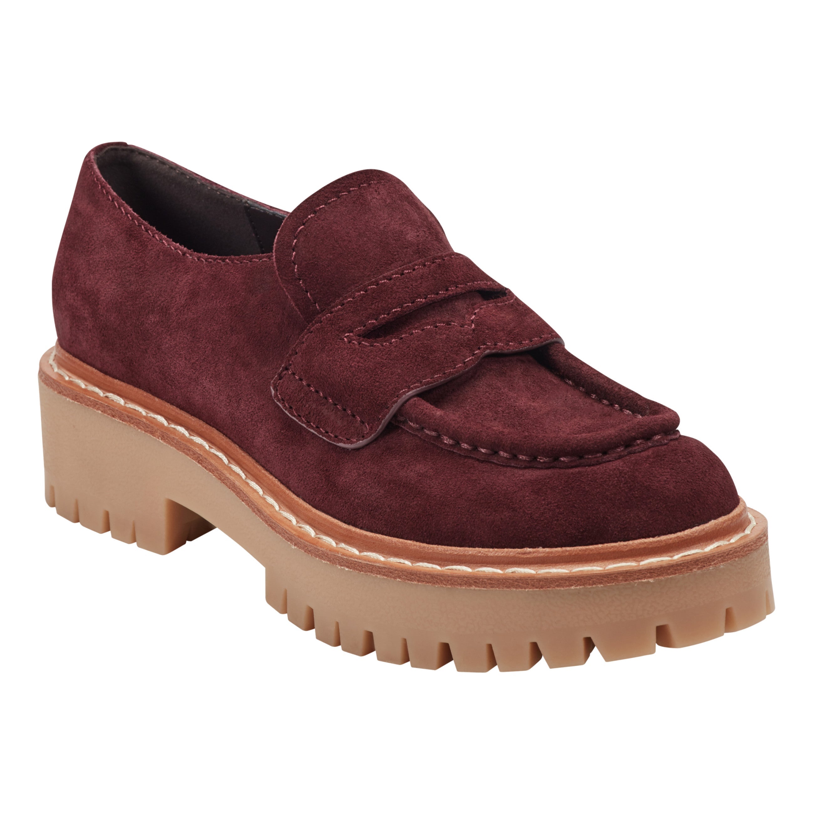 Norton Lug Sole Leather Loafer - Dark Red Leather / Marc Fisher For Sale