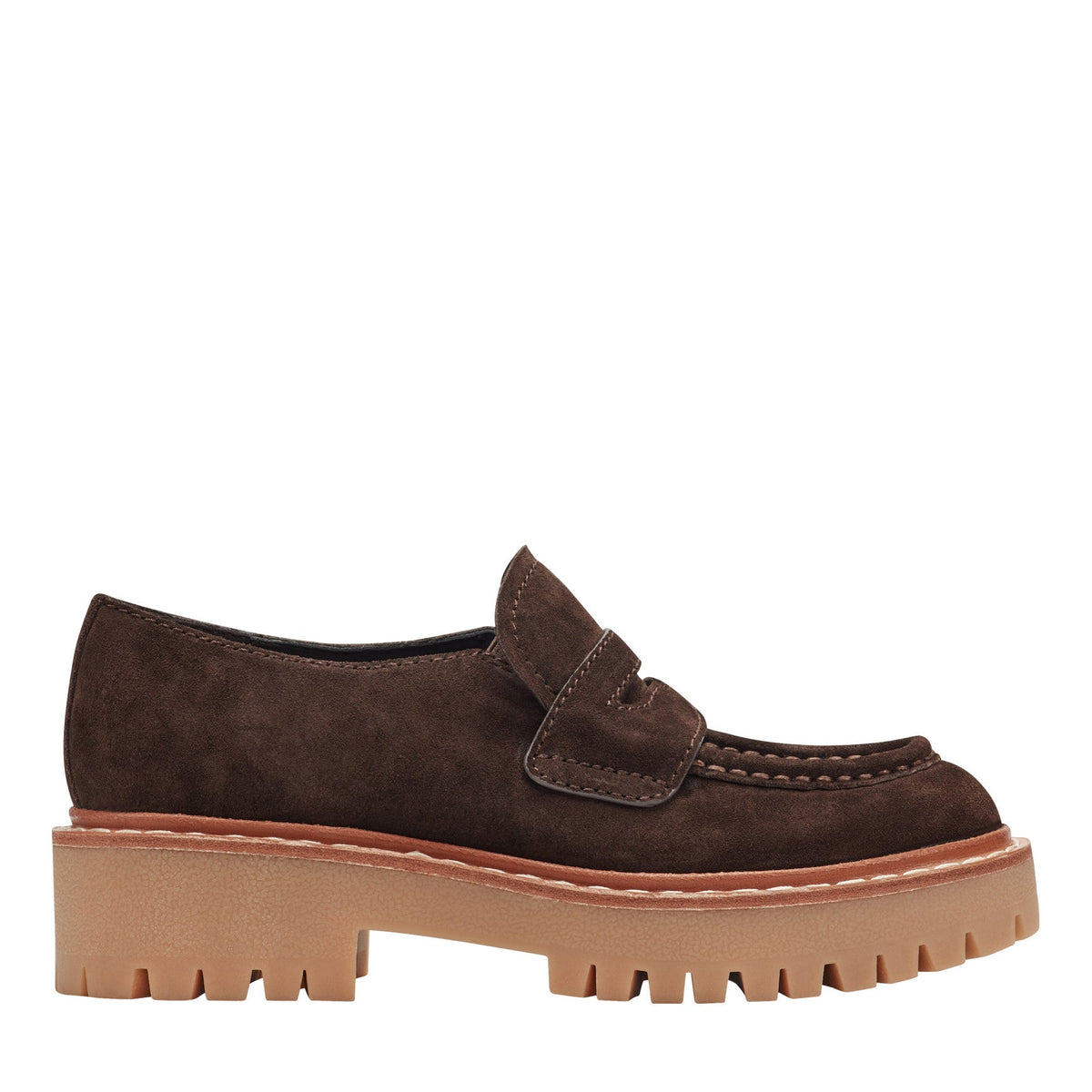 Norton Lug Sole Leather Loafer - Dark Brown Suede / Marc Fisher US