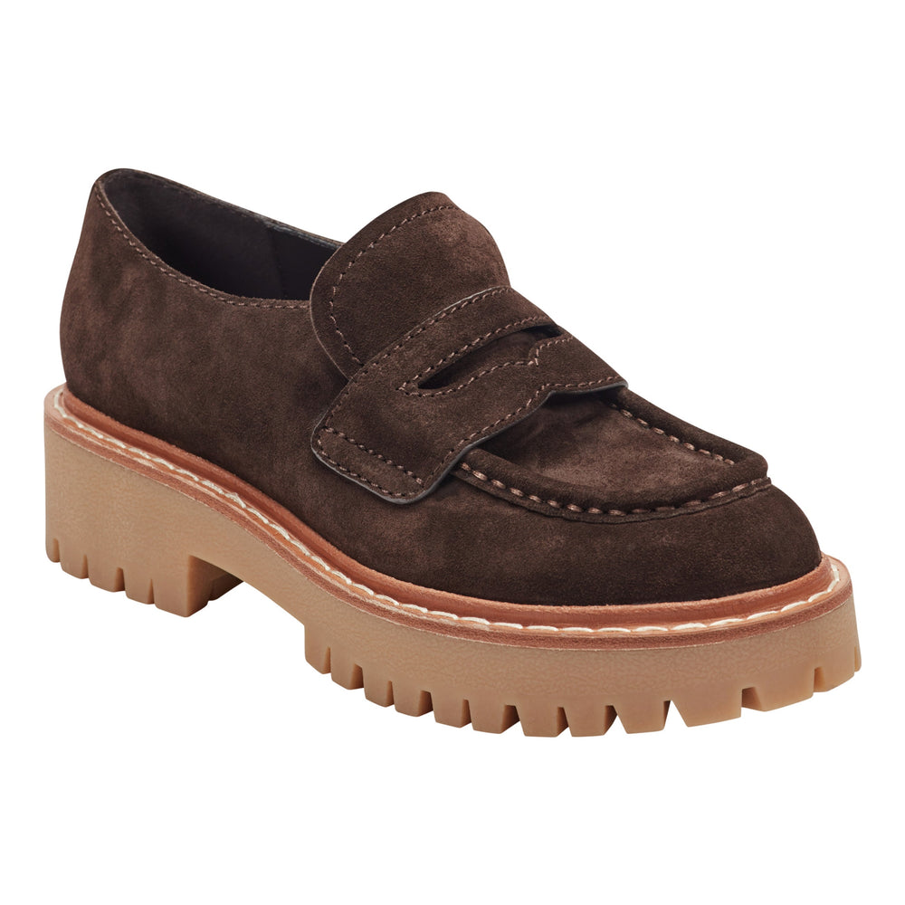 Norton Lug Sole Leather Loafer - Dark Brown Suede / Marc Fisher US