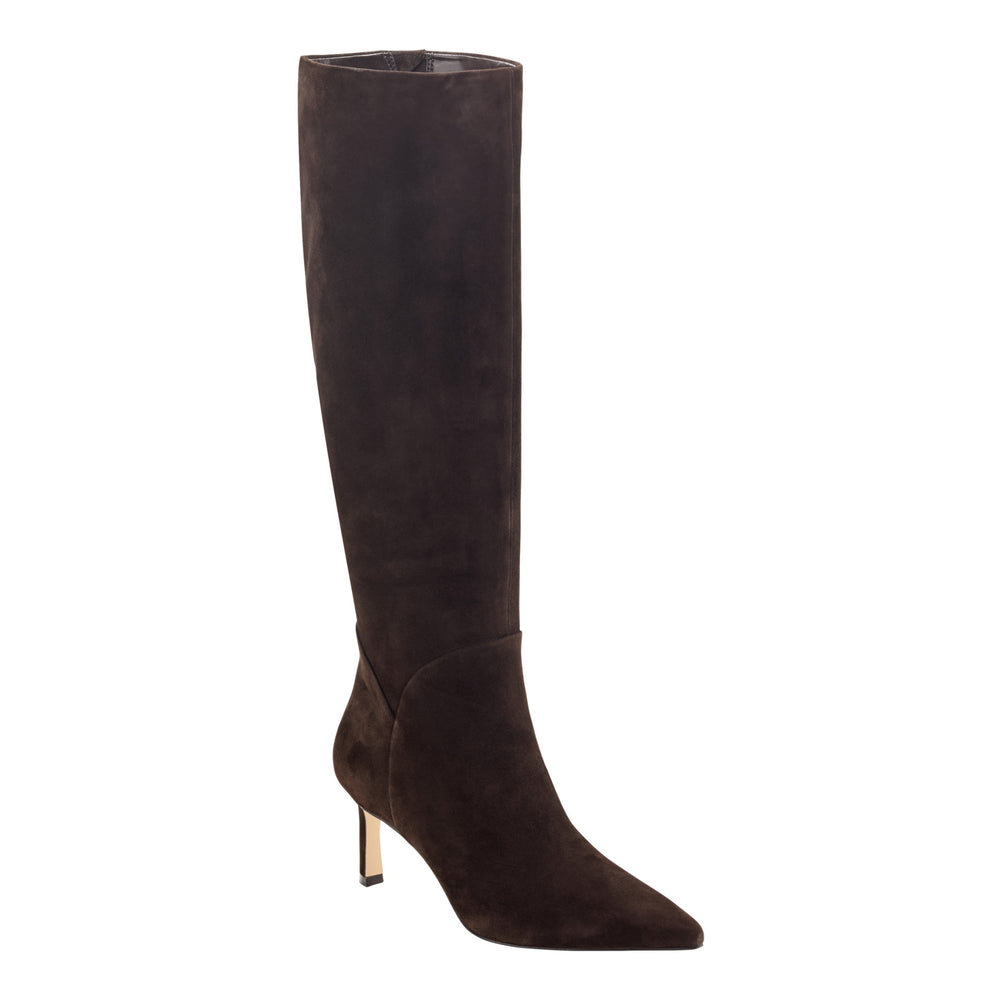 Sabrina Wide Calf Leather Boot - Dark Brown Suede / Marc Fisher Discount