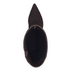 Sabrina Wide Calf Leather Boot - Dark Brown Suede / Marc Fisher Discount