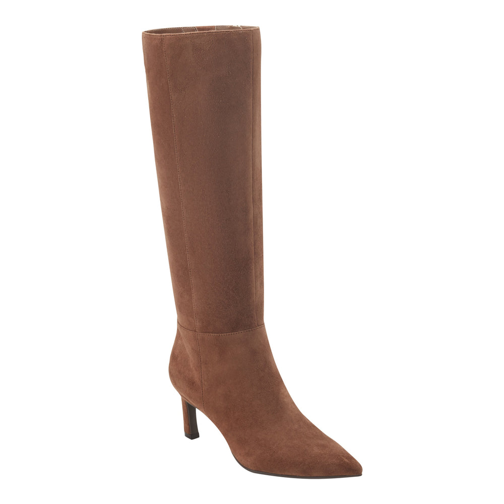 Lucinda Kitten Heel Leather Boot - Tan Suede / Marc Fisher US