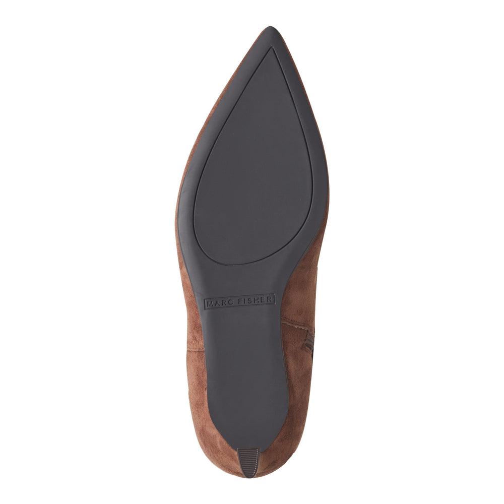 Lucinda Kitten Heel Leather Boot - Tan Suede / Marc Fisher US