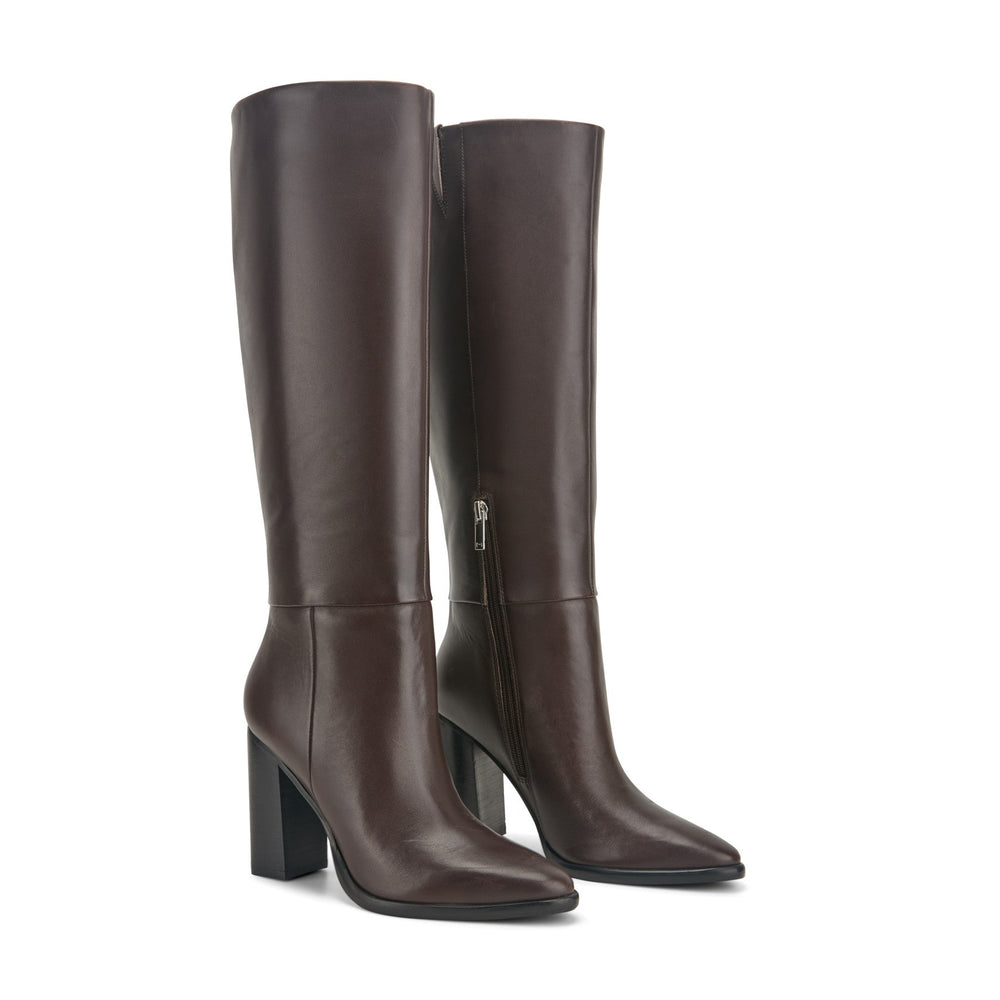 Lannie Dress Leather Boot - Dark Merlot Leather / Marc Fisher On Sale